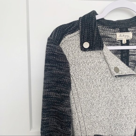 LOFT Lou & Grey Shadowbox Moto Jacket Black Gray Size Small Boho Layering Spring - Picture 4 of 10